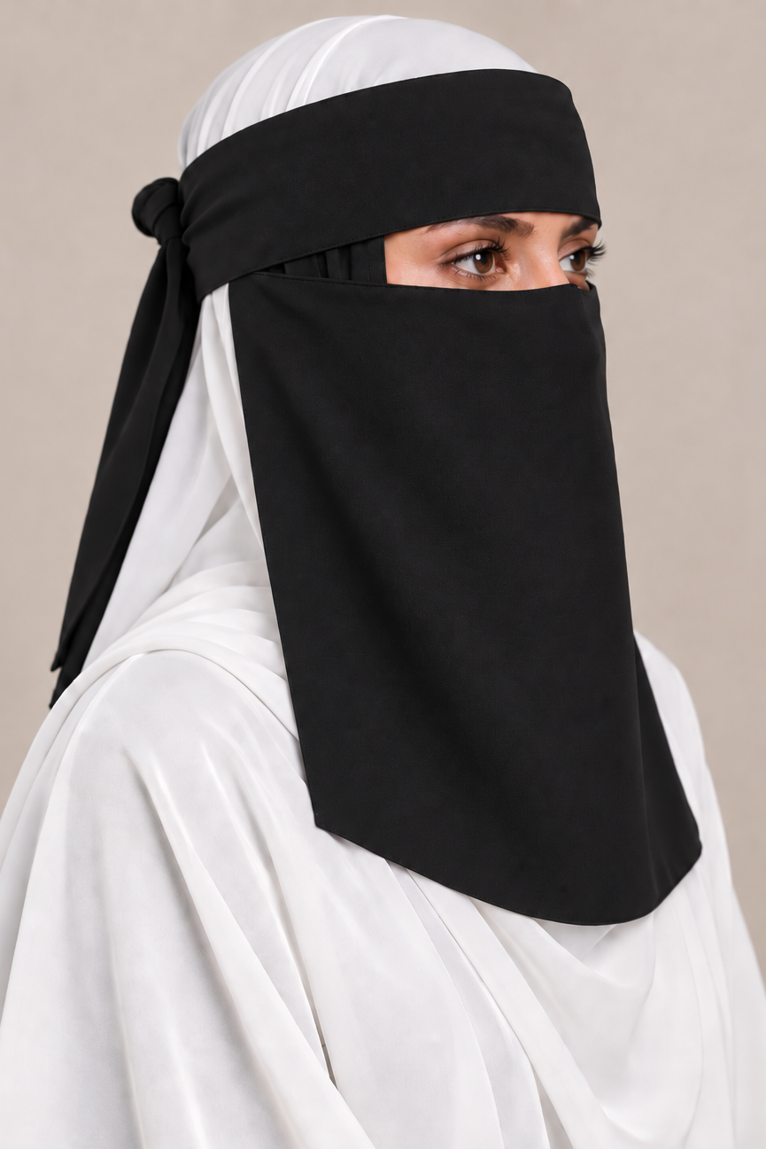 Black Tie-Back Niqab