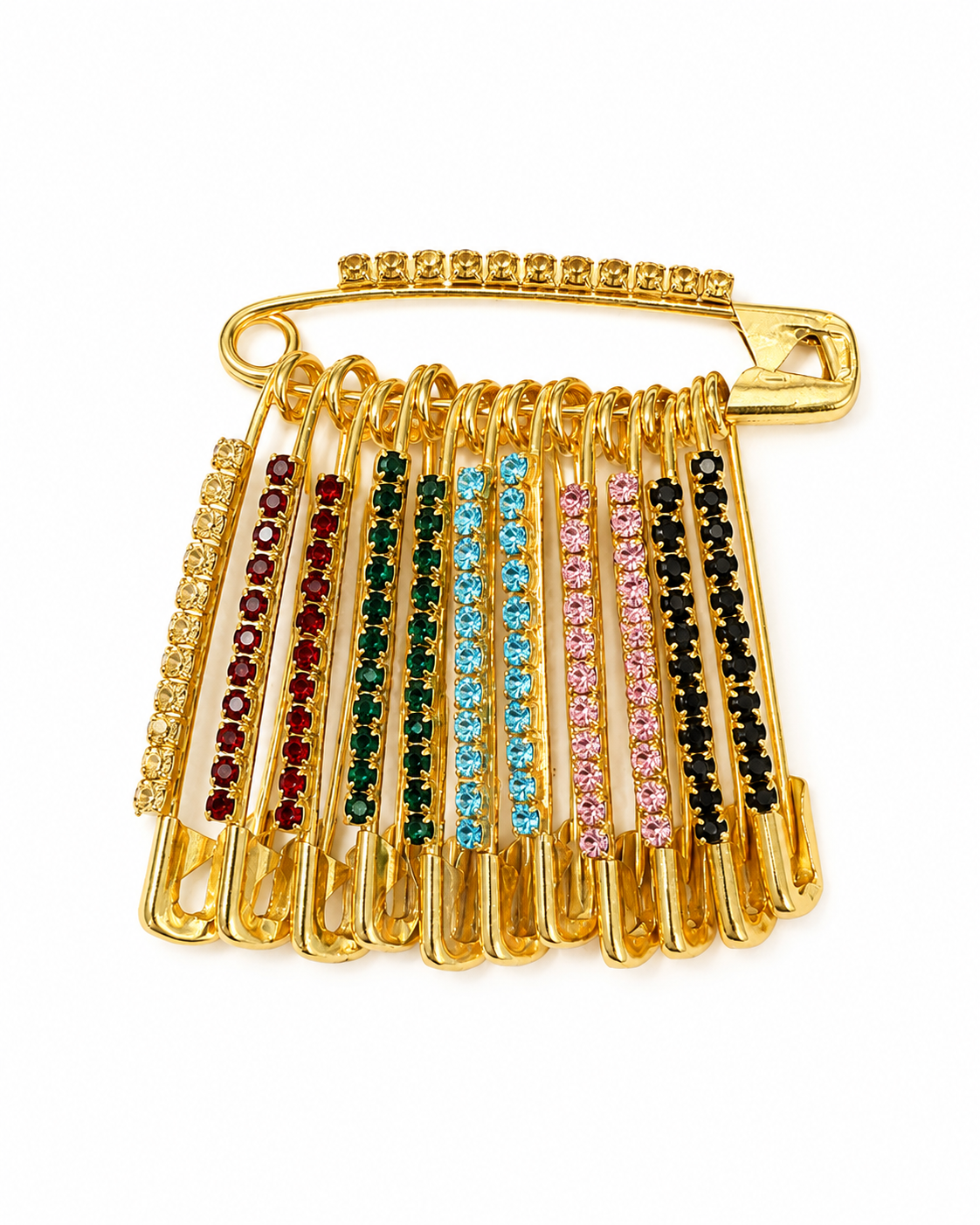Multicolor Crystal Hijab 12 Safety Pins