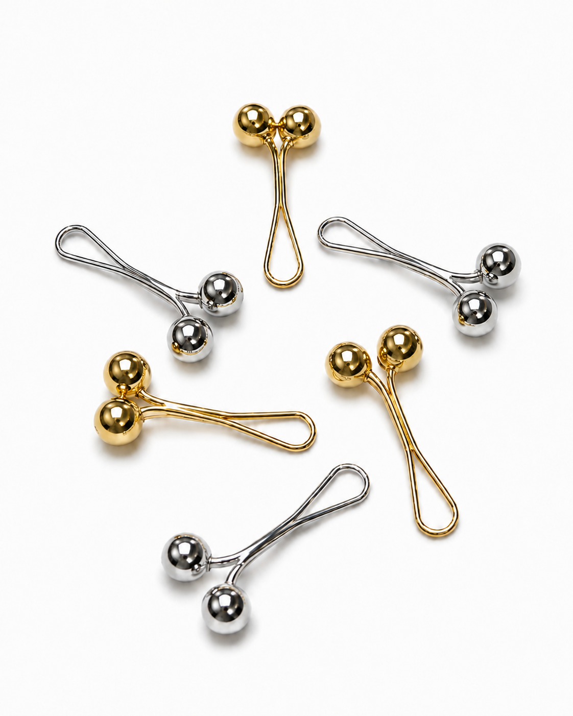 Dual Ball Hijab Clips – Gold & Silver