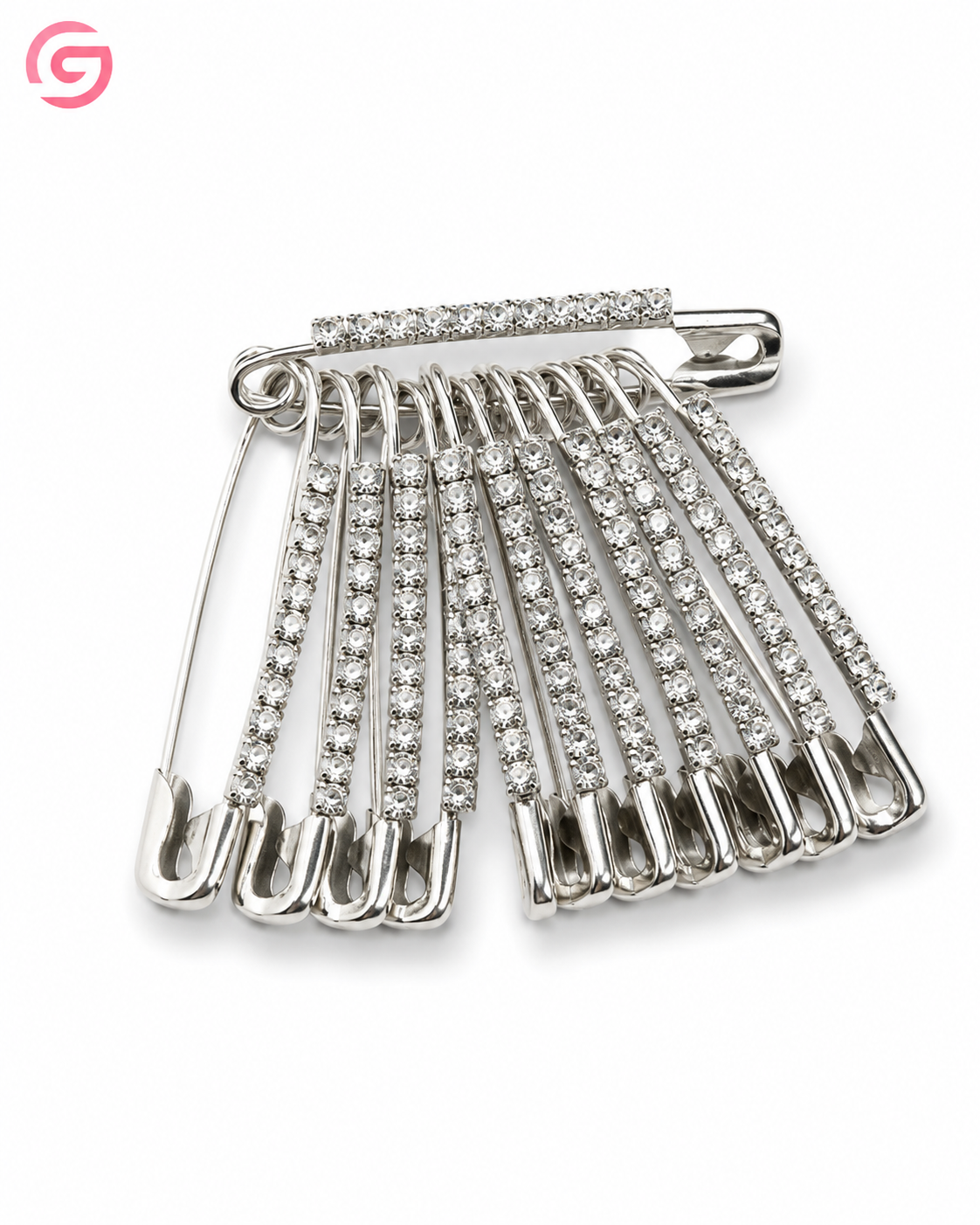 Silver Crystal Hijab 12 Safety Pins