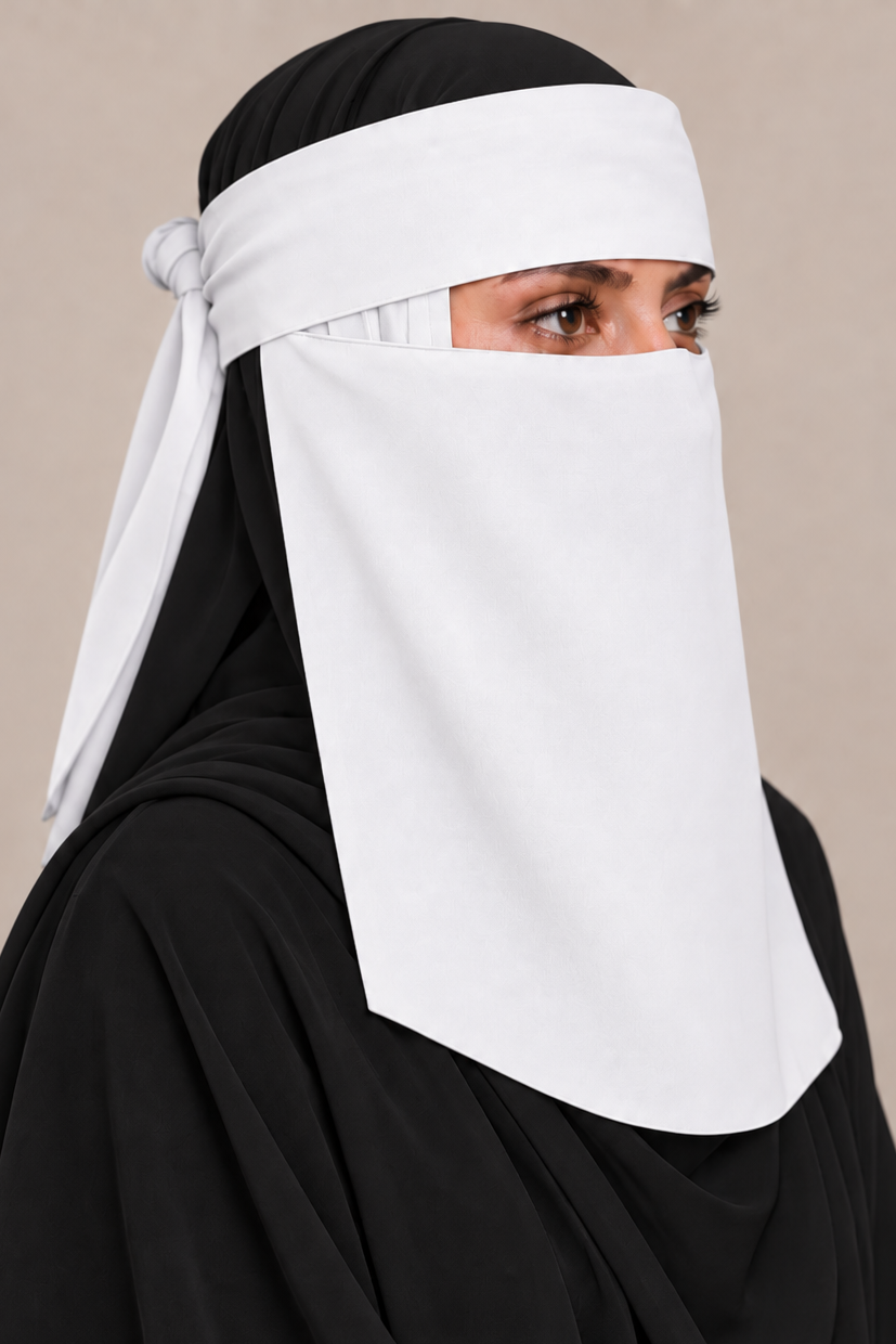 White Tie-Back Niqab