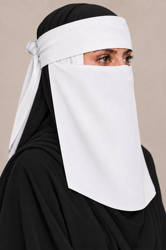 White Tie-Back Niqab