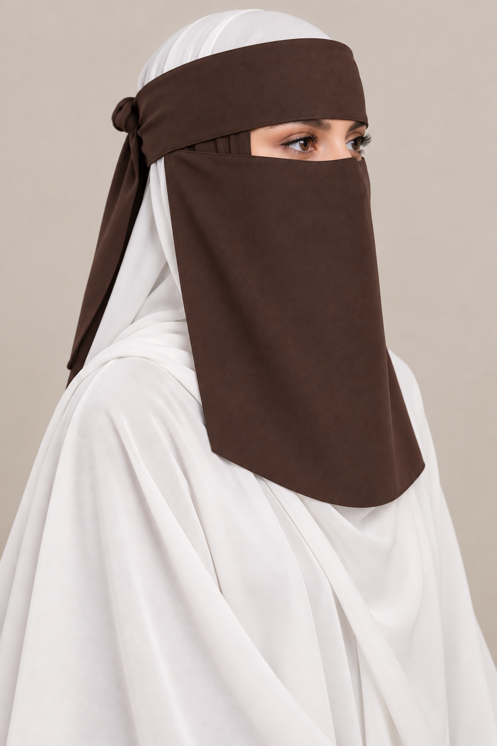 Dark Brown Tie-Back Niqab