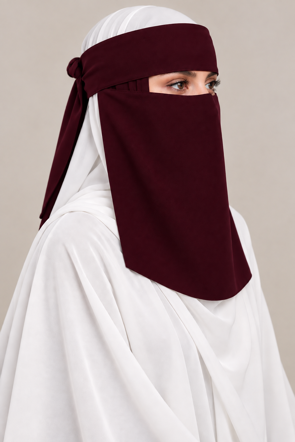 Dark Maroon Tie-Back Niqab
