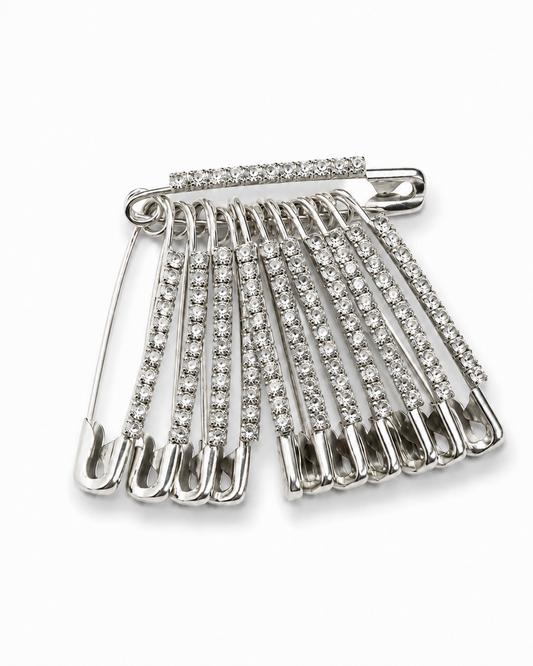 Silver Crystal Hijab 12 Safety Pins