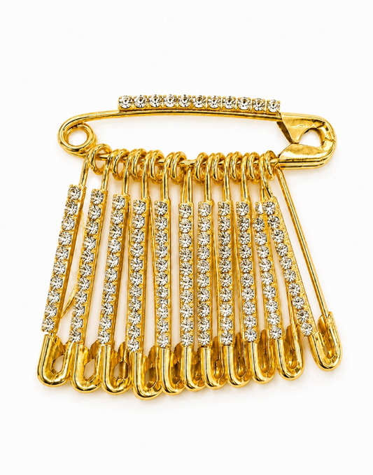 Golden Crystal Hijab 12 Safety Pins
