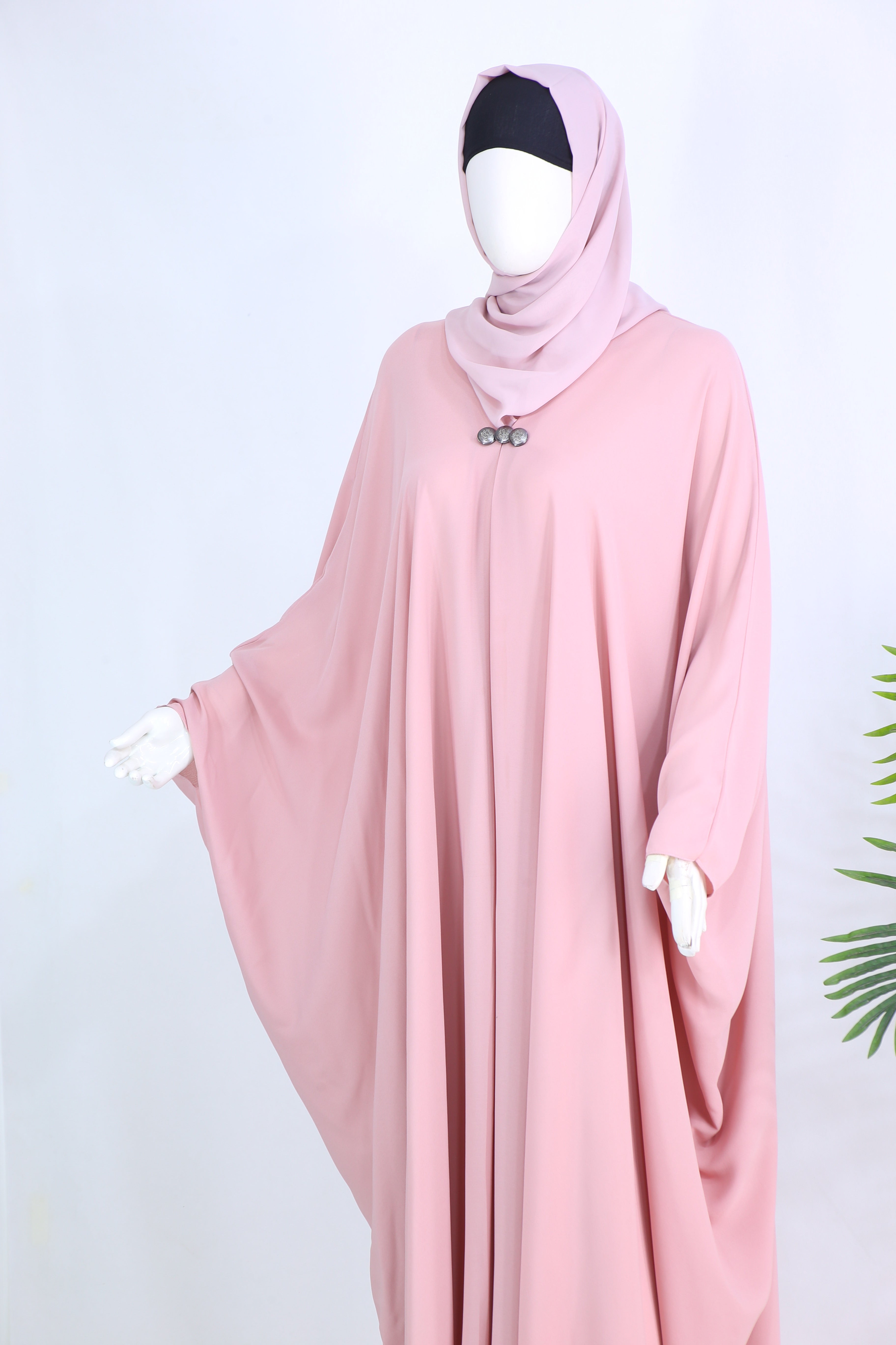 Clarity Glam pink luxury abaya with flowing fabric and elegant design for party wear