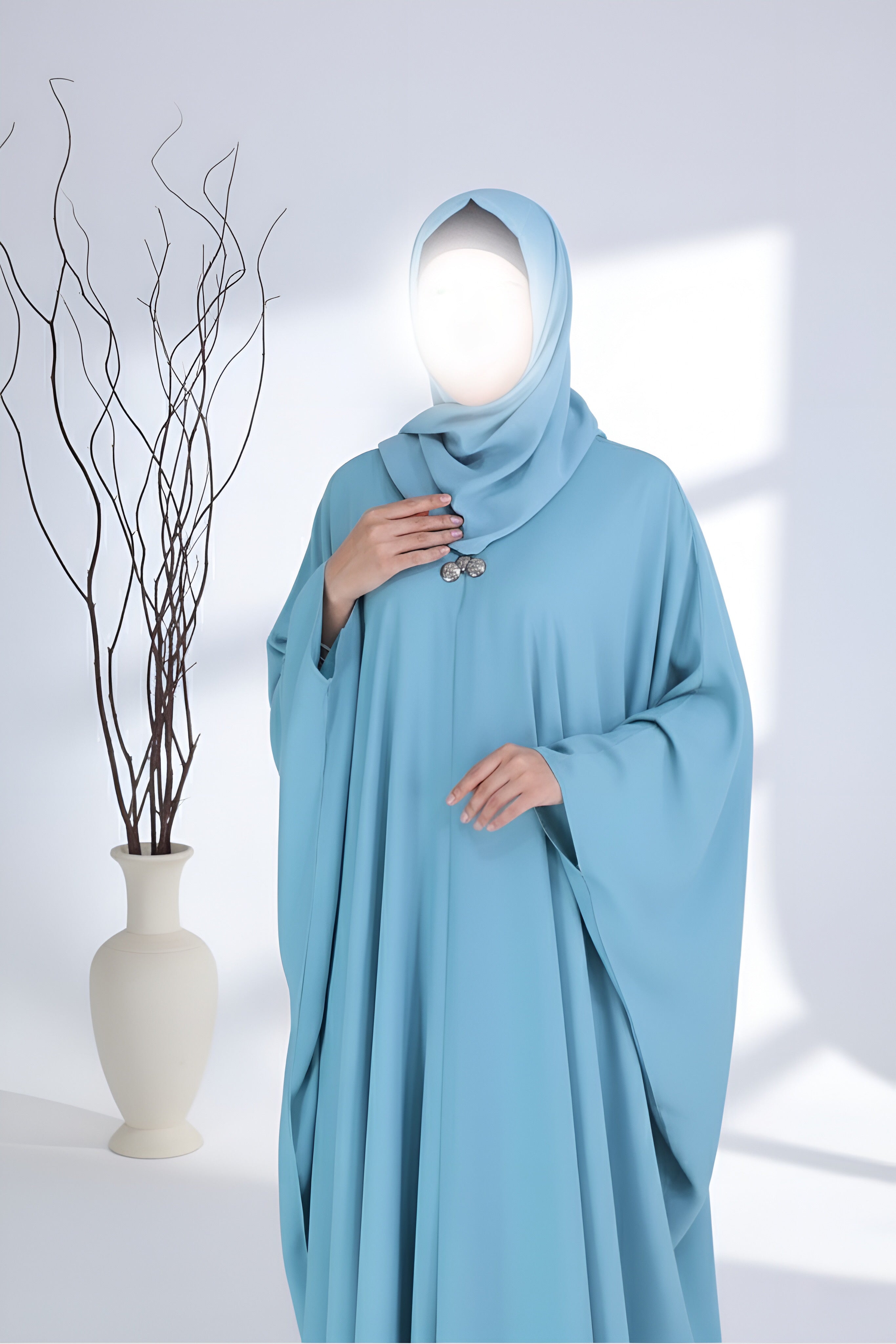 Grace mint abaya in Pakistan by Clarity Glam with modest design and soft fabric